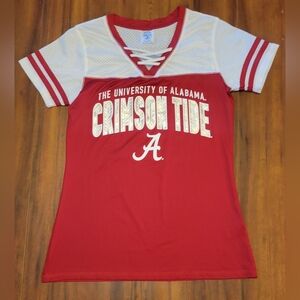EUC University of Alabama Crimson Tide T-Shirt Jersey Lace Up Neckline